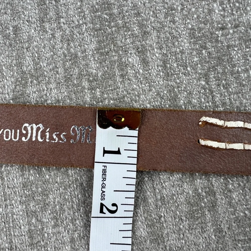 Miss Me Girls White Leather Western Belt Rhinestone Buckle BG4M02-100 Size S/M